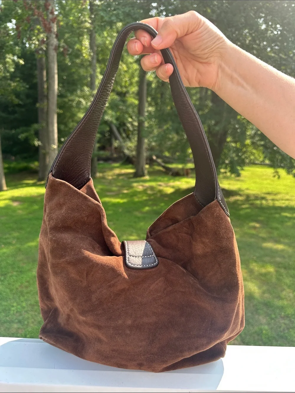 Dooney and Bourke Brown Cognac Suede Hobo
